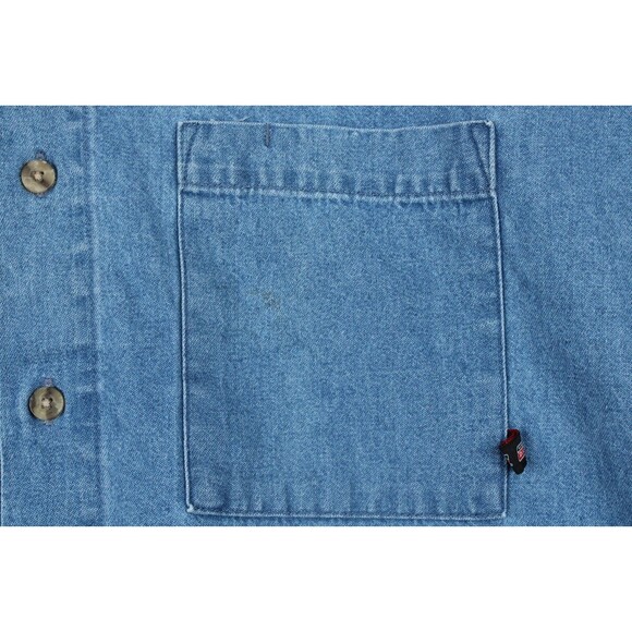 Dickies Shirt Mens XL Blue Denim 100% Cotton Button Up Workwear - Picture 10 of 16